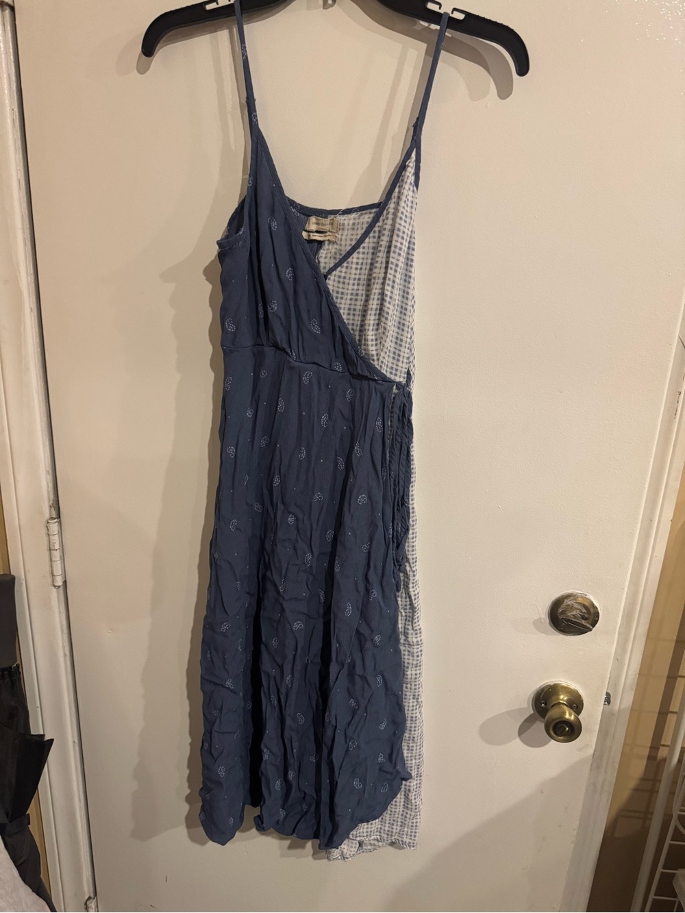 Anthropologie Blue & White Split-Panel Midi Sundress